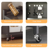 5 Tier 63" Metal Kitchen Storage Cabinets with 10 Hooks,Microwave Stand,Kitchen Storage Rack for Home, Office,Pantry White Wohh