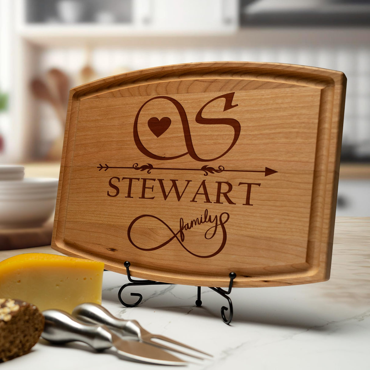 Tayfus Engraved Personalized Wood Cutting Boards - Serving Block Made For Great Custom Gifts - Best Christmas, Wedding, Anniversary, Bridal Shower, Housewarming, New Home Gift Idea. Handcrafted in USA Tayfus
