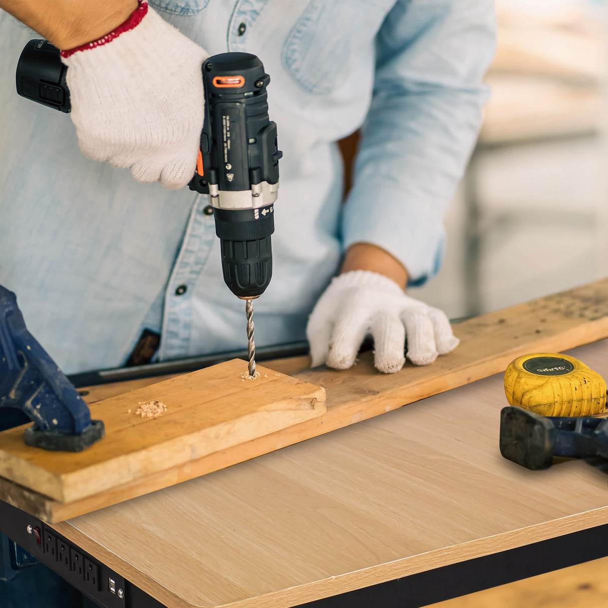 SGOLAN Adjustable Workbench with Power Outlet,60 Inch Workbench for Garage,2000 Lbs Capacity Hardwood Workbench,Heavy Duty Table for Workshop Office Home Commercial SGOLAN