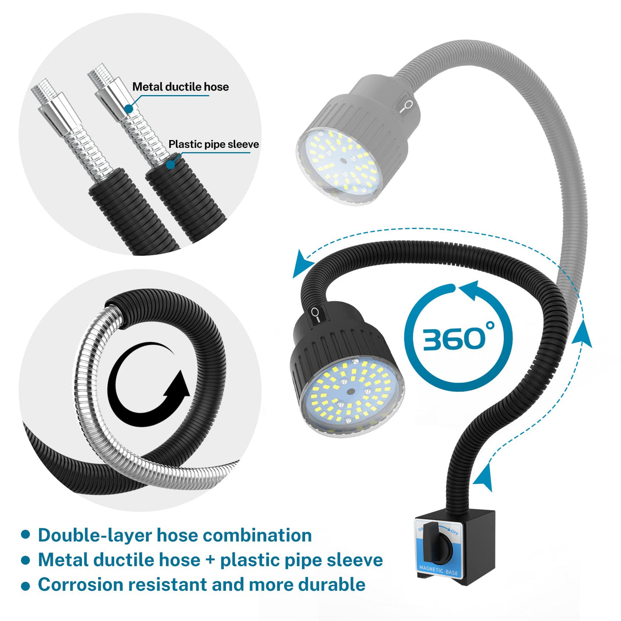 Lathe Light,1200 Lumens Magnetic Led Light, IP66 WaterProof Magnetic Base Shop Light for Milling Machine, Drill Press… YouTeMei