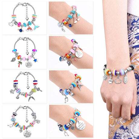 Acejoz 85 Pcs Charm Bracelet Making Kit, DIY Charm Bracelets Beads for Adults and Beginner Jewelry Making Kit Acejoz