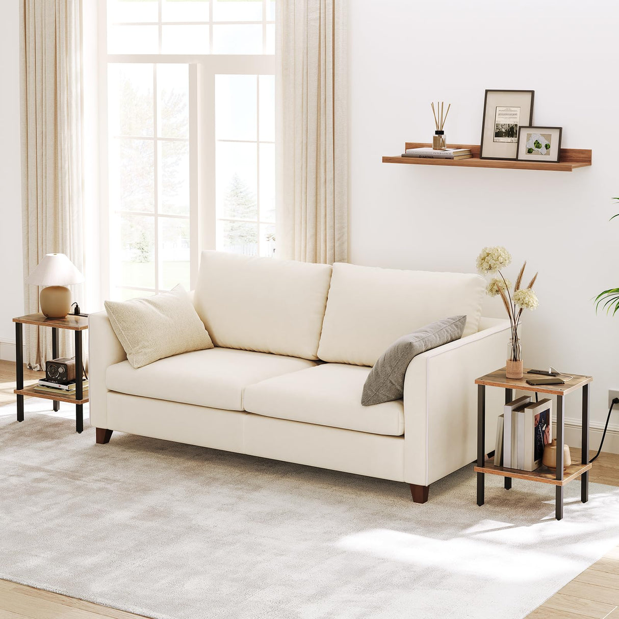 MAHANCRIS Side Table Set of 2, End Table with Charging Station, Nightstand with USB Ports and Outlet, Wooden Bedside Table for Small Space,Living Room, Bedroom, Easy Assembly, Rustic Brown ETHR79E01S2 MAHANCRIS