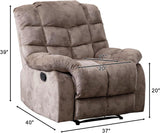 EBELLO Manual Recliner Chair, Overstuffed Reclining Sofa with Soft Padded Headrest and Armrest, Soft Fabric Single Couch for Living Room, Light Brown EBELLO