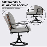 Grand patio 5-Piece Outdoor Dining Set, 4 Leather-look Wicker Swivel Patio Chairs & 1 Square Woodgrain Dining Table, Brown Grand patio