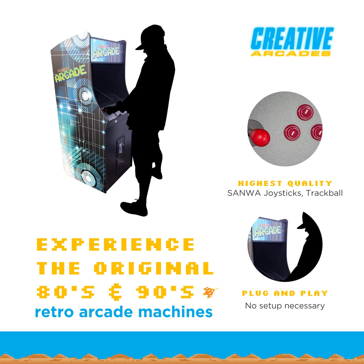 Creative Arcades Full Size Stand-Up Commercial Grade Cabinet Arcade Machine | 2 Player | 60 Classic Games | 22" LCD Screen | 2 Sanwa Joysticks |Trackball | 3 Year Warranty Creative Outdoor Distributor