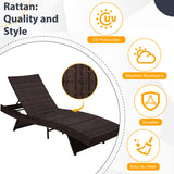 Sundale Outdoor Wicker Chaise Lounge Chair Set of 2, Rattan Patio Lounge Chairs for Outside, Adjustable Recliner with Cushions & Pillows for Deck, Indoor, Yard - Steel, Aruba Sundale Outdoor