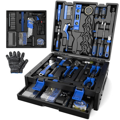 SundpeyPRO 326-PCS Home Tool Kit - Portable Basic Home Repair Tool Set - General Complete Household Outils Box with Hot Glue Gun & Drawer Storage Case for Men Women Homeowner Diyer Handyman