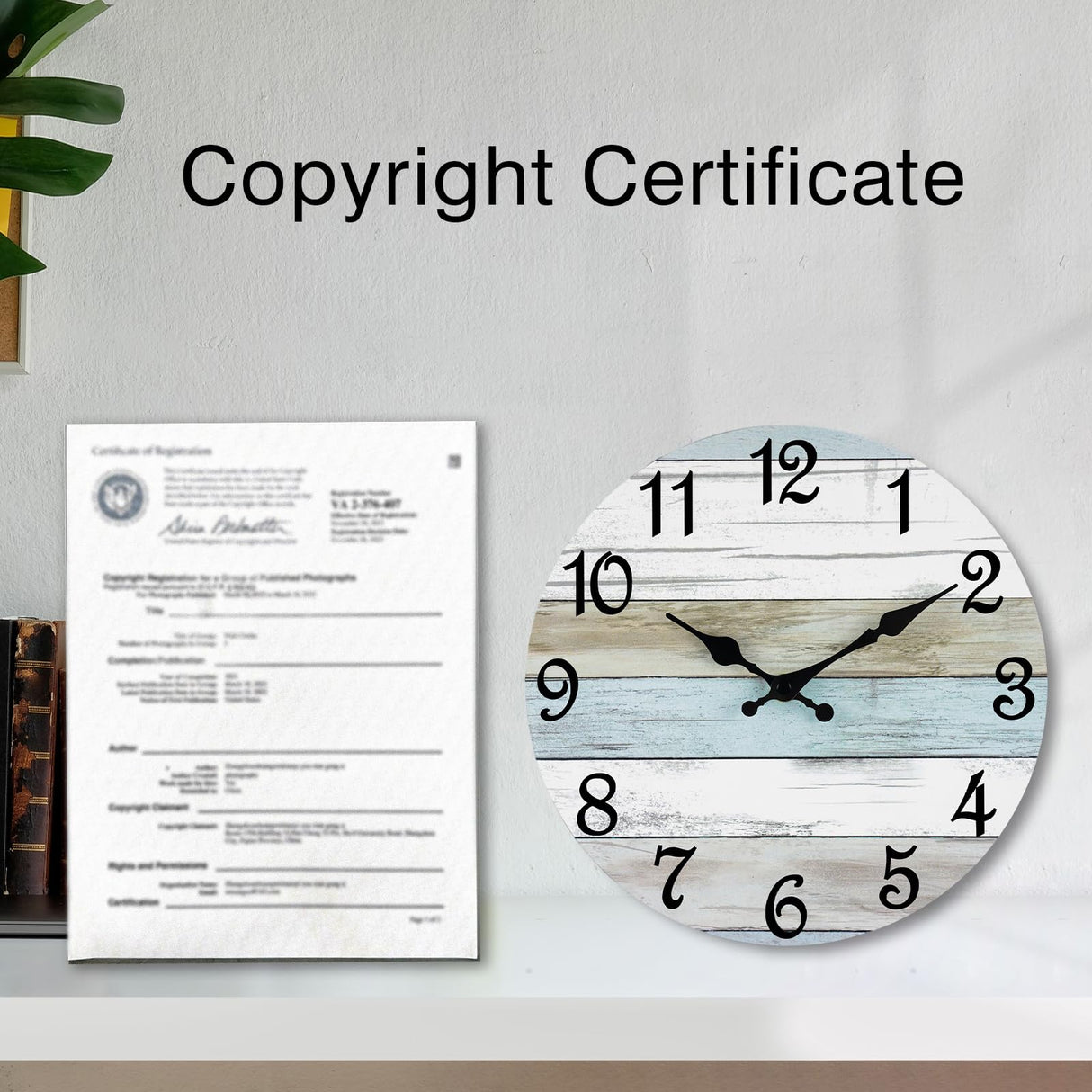 CHYLIN Wall Clock Silent Non Ticking Wall Clocks Battery Operated, Rustic Coastal Country Clock Decorative for Bathroom Kitchen(10 Inch) CHYLIN