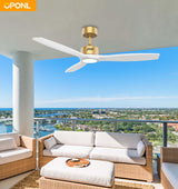 OPONL White Wood Ceiling Fan with Light 52inch, Low Profile, Remote Control, Downrod Mount, Noiseless, Reversible, 6CCT, Dimmable, 6 speeds, Timeable, Ceiling Fans with Lights for Living Room OPONL