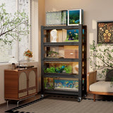 BEESTMUEBLE 55-90 Gallon Fish Tank Stand, Metal Aquarium Stand, Adjustable Heavy Duty Reptile Tank Stand, Sturdy 5-Tier Fish Tank, Modern Shelf for Living room (With Wheels-32 W*15.7" D*63" H) BEESTMUEBLE