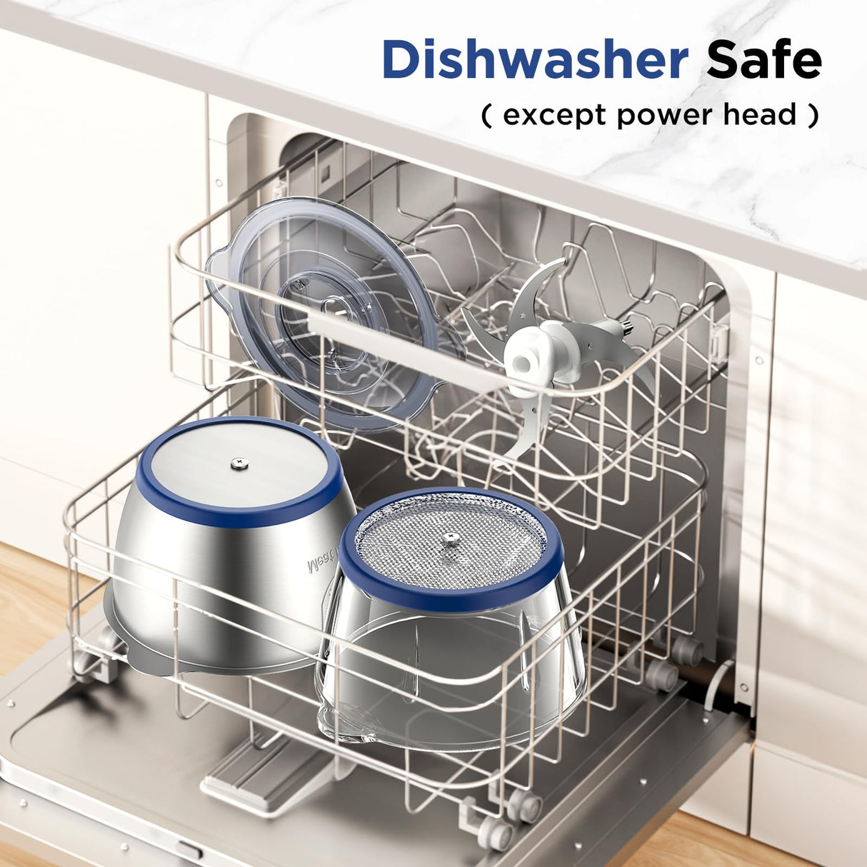 KOIOS Food Processor, 500W Electric Food Chopper with 2 Bowls (8 Cup+8 Cup) & 2 Bi-Level Blades&, Small Electric Grinder Meat Processor for Nuts, Meat, Onion, Garlic, Baby Food, Blue KOIOS