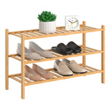 RONGJIA 3 Tier Bamboo Shoe Rack for Closet Free Standing Wood Shoe Shelf Storage Organizer for Entryway Small Space Stackable, Natural RONGJIA