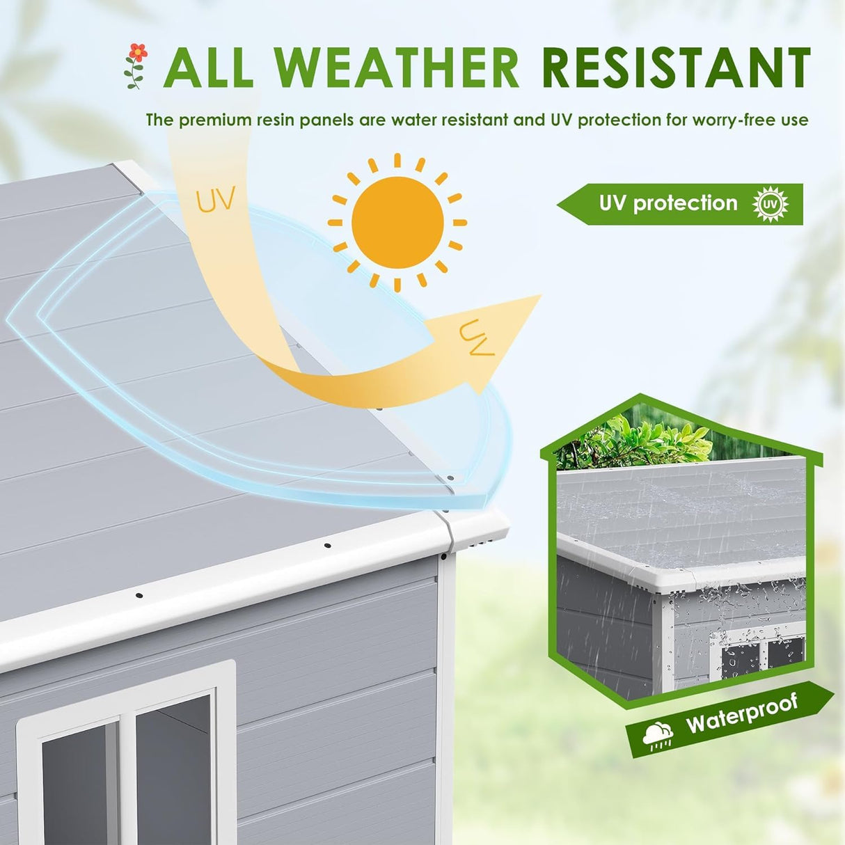 Devoko 6x4 FT Resin Shed, Plastic Shed with Floor Lockable Doors Window & Vents, Outdoor Storage Shed for Backyard Patio Lawn Pool (Grey & White) Devoko