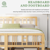 Viisari Bamboo Wood King Size Bed Frame with Headboard and Footboard, 10 Inch Platform King Bed Frame with Steel Slats, Solid Foundation, Easy Assembly, Ample Under-Bed Storage, Noise-Free Viisari