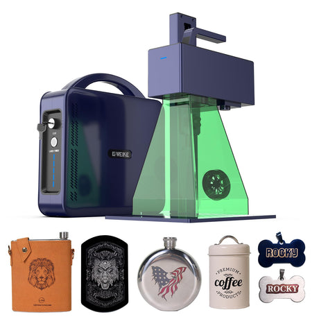 GWEIKE G2 Pro 30W Fiber Laser Engraver, 15000mm/s Fast Laser Engraver Machine with 3D & Deep Engraving, 150x150mm Working Area, Portable Laser Marking Machine for Jewelry, Metal, Leather, Dog Tags G·WEIKE