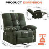 Oversized Recliner Chair & Massage Chair Recliner with Heat,Cozy Lazy Boy Recliners Chairs for Adults, Rocker Recliners Chairs&Manual Reclining with Adjustable Backrest,Pockets (Green) HRVEOCEI