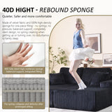 Oversized 79” Double Chaise Lounge Sofa Bed, Deep Seat Corduroy Cloud Loveseat Chair, No Assembly, Plush Upholstered Sleeper for Living Room or Bedroom (Black) WHGBJA