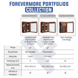 Forevermore Portfolios Portfolio Organizer - 3 Ring Binder with Notepad - 1.5 Inch Rings - Zippered Storage Pockets for Papers, Travel Documents, Presentation Folder, Cards, Passport, Tickets - Brown Forevermore Portfolios