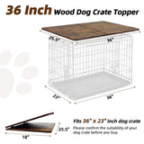 Hoyula Dog Crate Topper Wood 36 Inch Dog Crate Topper Crate Table Topper Collapsible Dog Kennel Topper for Decorative Dog Crate, Suitable for 36 Inch Wire Dog Crate (Furniture Style, Brown) Hoyula