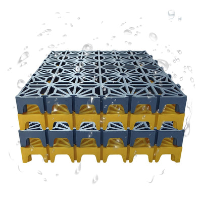 Interlocking Grille Floor Tiles with Drain Holes, 15.7x15.7in Garage Floor Tiles Interlocking Outdoor Car Wash Non Slip Splicing Mats for Patio, Pool, Balcony, Yard(40x40x3cm-4pcs)