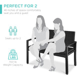 Best Choice Products Outdoor Bench 2-Person Wicker Garden Patio Benches Seating Furniture for Backyard, Porch w/Seat Cushion, 700lb Capacity - Black/Black Best Choice Products