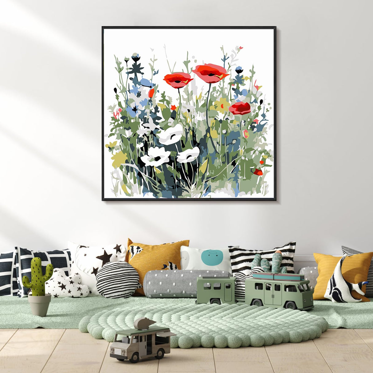 Yezavesu Flower Framed Paint by Numbers Kit for Adults Beginner & Kids Ages 8-12, Wildflowers Paint by Number Without Easel, DIY Adult Paint by Numbers Flowers for Home Wall Decor Gift 10x 10 inch Yezavesu