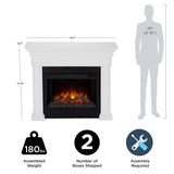 Real Flame Emerson 56" Grande Electric Fireplace with Mantel for Living Room or Bedroom, Replaceable Fireplace Insert Heater, Realistic Log and Flame Effect, Remote Control, Timer, White Real Flame