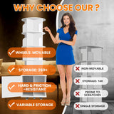 RUNSUNSPRI 6 Tier Rotating Bookshelf Spinning Bookshelf Tower 360° Revolving Bookcase with Storage Cabinet Corner Organizer Storage Round Carousel with Wheels, White RUNSUNSPRI