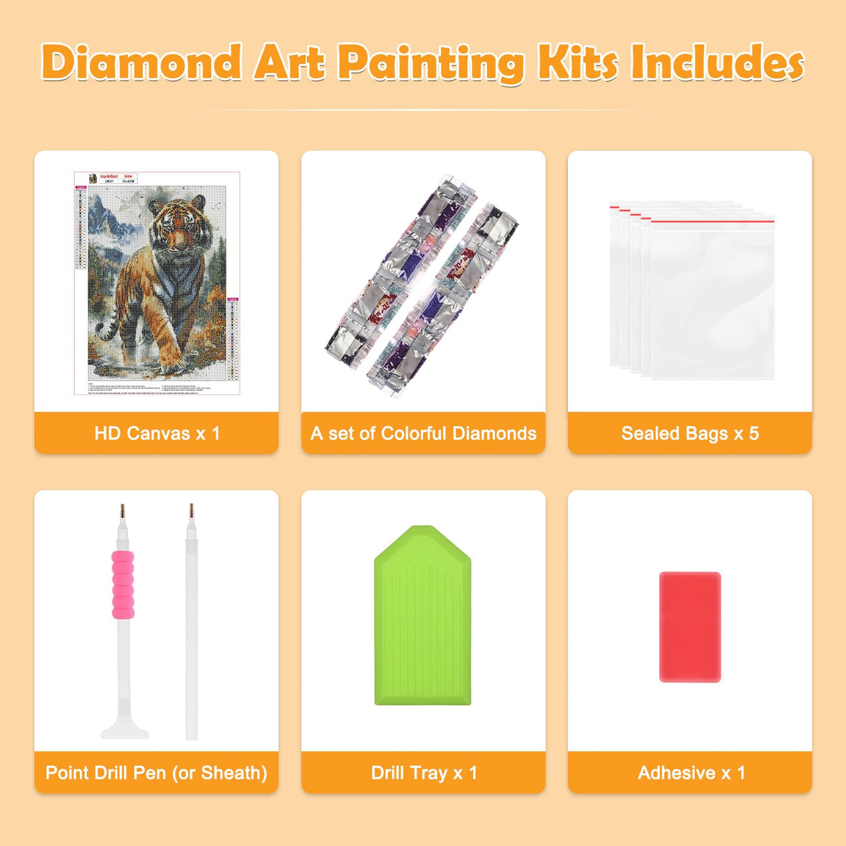 MOGTAA Tiger Diamond Art Kits for Adults, 5D Full Drill Diamond Painting Kits for Adults Beginners, DIY Landscape Round Diamond Dots for Adults, Gem Art for Home Decor 12 X 16Inch MOGTAA
