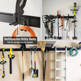 Aking Ace Wall Mount Tool Storage Rack, Heavy Duty Garage Storage Tool Organizer, Garden Tool Wall Hooks and Hangers, Hold Up to 350lbs Black Aking Ace