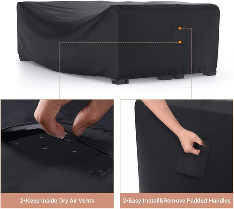 Patio Furniture Set Cover Waterproof, Mrrihand Outdoor Sectional Sofa Set Cover Heavy Duty 600D Table and Chair Set Cover 98" L× 78" W× 30" H Mrrihand