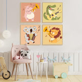 4 Pack Paint by Numbers Kit for Kids with Wooden Frame, Animals Easy Framed Paint by Numbers for Kids Age 4-8-12, DIY Simple Acrylic Oil Kids Painting by Numebrs Kit for Home Wall Decor (8x8 Inch) Offito