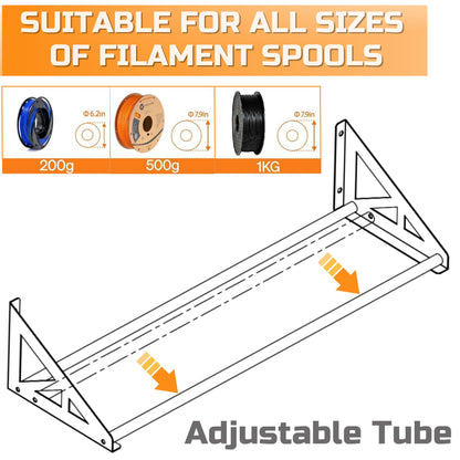 EROTASH 3D Printer Filament Storage Rack, Filament Rack Wall Mount, 3D Filament Storage Shelf, Filament Spool Holder for 3D Printer Rolls, 2 PCS Heavy Duty Metal Organizer for 3D Printing Stu - WoodArtSupply