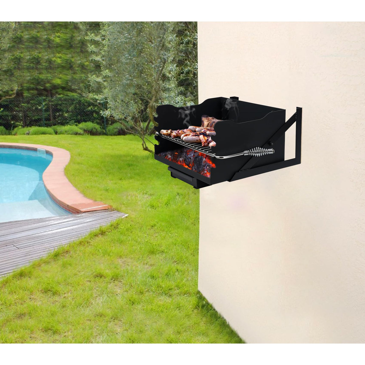Stanbroil Outdoor Charcoal Barbecue Grill, Heavy Duty Steel Park Style Charcoal Grill with Stainless Steel Cooking Grate and Above/In Ground Base Post for Camping and Backyard Stanbroil