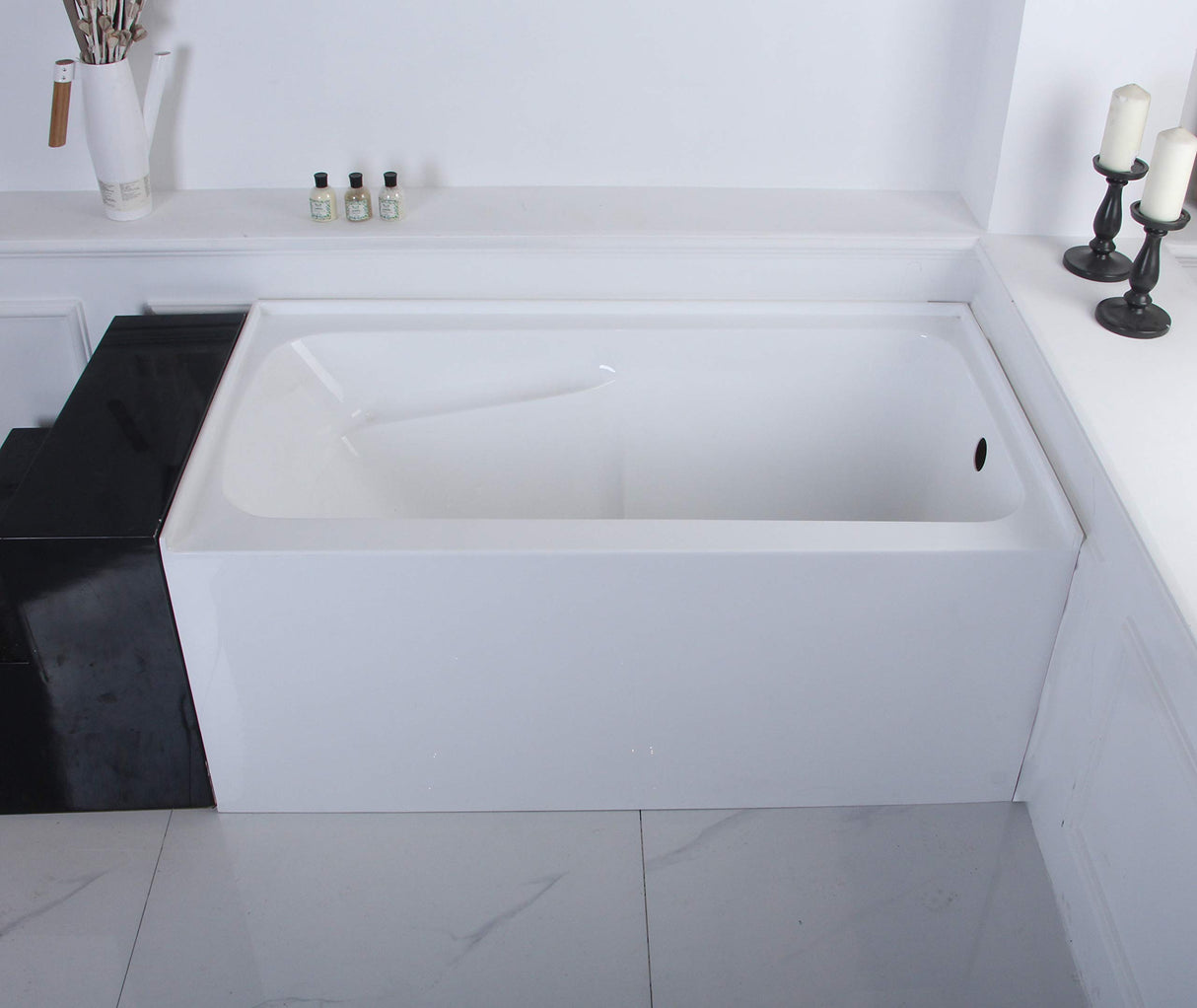 Aqua Eden VTAP543023R 54-Inch Acrylic 3-Wall Alcove Tub with Arm Rest and Right Hand Drain Hole, White Kingston Brass