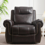 ANJ Electric Power Recliner Chair with USB Ports, Breathable Faux Leather Oversized Recliner with Comfortable Arms, Back and Headrest, Single Sofa for Living Room, Dark Brown ANJ