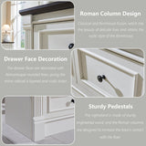 Aitjunz Farmhouse 7 Drawers Dresser for Bedroom, 57" Tall Large Dressers & Chests of Drawers w/Roman Column, Storage Dressers Organizer for Bedroom, Hallway, Living Room, White Aitjunz