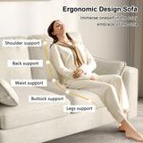 kinbor Small Couches for Small Spaces - Creamy White Modern Loveseat Sofa with Magazine Pockets & Detachable Cover, Durable Foam Couch for Living Room, Office, Salon kinbor