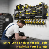 Frizoky 52'' Heavy Duty Power Tool Organizer Rack | 660lbs Capacity 4-Tier Wall Mount Garage Storage Shelf | Adjustable Pegboard Tool Storage for Workshop, Garage, and DIY Enthusiasts Frizoky