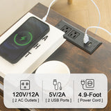 Fultyle Mid Cetury Modern Nightstand with Charging Station, Fluted Bedside Table with Storage, Modern Side End Table with Solid Wood Legs Living Room for Bedroom and Small Space (Rustic Brown) Fultyle