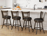 PrimeZone Swivel Bar Stools Set of 4-26" Counter Height Barstools with Backs, Faux Leather Bar Stool with Solid Wood Footrest & Nailhead Trim, Modern Counter Stools for Kitchen Island & Pub, Black PrimeZone