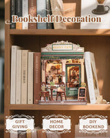 CUTEBEE Book Nook Kit - DIY Miniature House Dollhouse Kit for Adult and Teens, Booknook Bookshelf Decor Alley Model Build with LED Light, Gifts for Family and Friends (Sunny Cafe) CUTEBEE