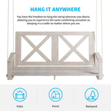 Mjkone Singe Porch Swing | Heavy Duty Out Door Porch Swing with Water Proof Layer | Wooden Proch Swing with Erosion Resist Polyster | Modern Swing Bench (Solid Wood, Double Cross) Mjkone