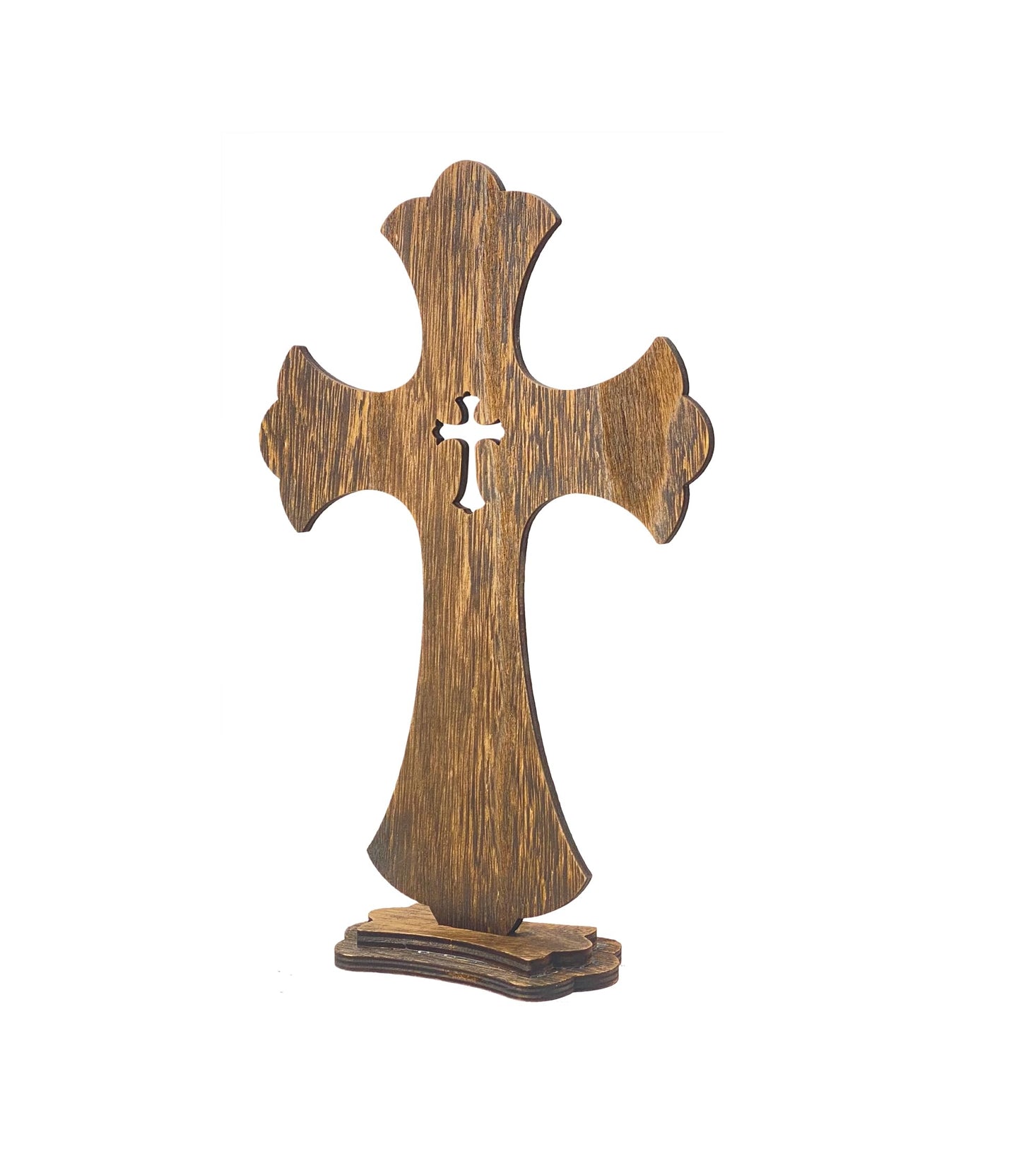 12 Inch 12 Pack Brown Wood Crosses Torched Wooden Tabletop Cross Rustic Standing Cross for Baptism Centerpieces Home Church Decor Prayer Gifts - WoodArtSupply