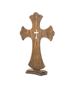 12 Inch 12 Pack Brown Wood Crosses Torched Wooden Tabletop Cross Rustic Standing Cross for Baptism Centerpieces Home Church Decor Prayer Gifts Cregugua