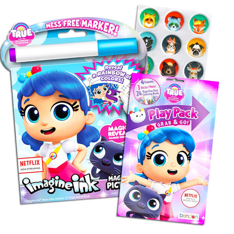 True and The Rainbow Kingdom Coloring Book Set - Imagine Ink Book and Play Pack (Party Pack) Bendon