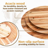 Nabytok Dia.21 Acacia Wood Lazy Susan, Wood Turntable Organizer, Turntable Tray for Cabinet, Pantry, Countertop, Table Organization, Wooden Charcuterie Boards, Turntable Storage Container Nabytok
