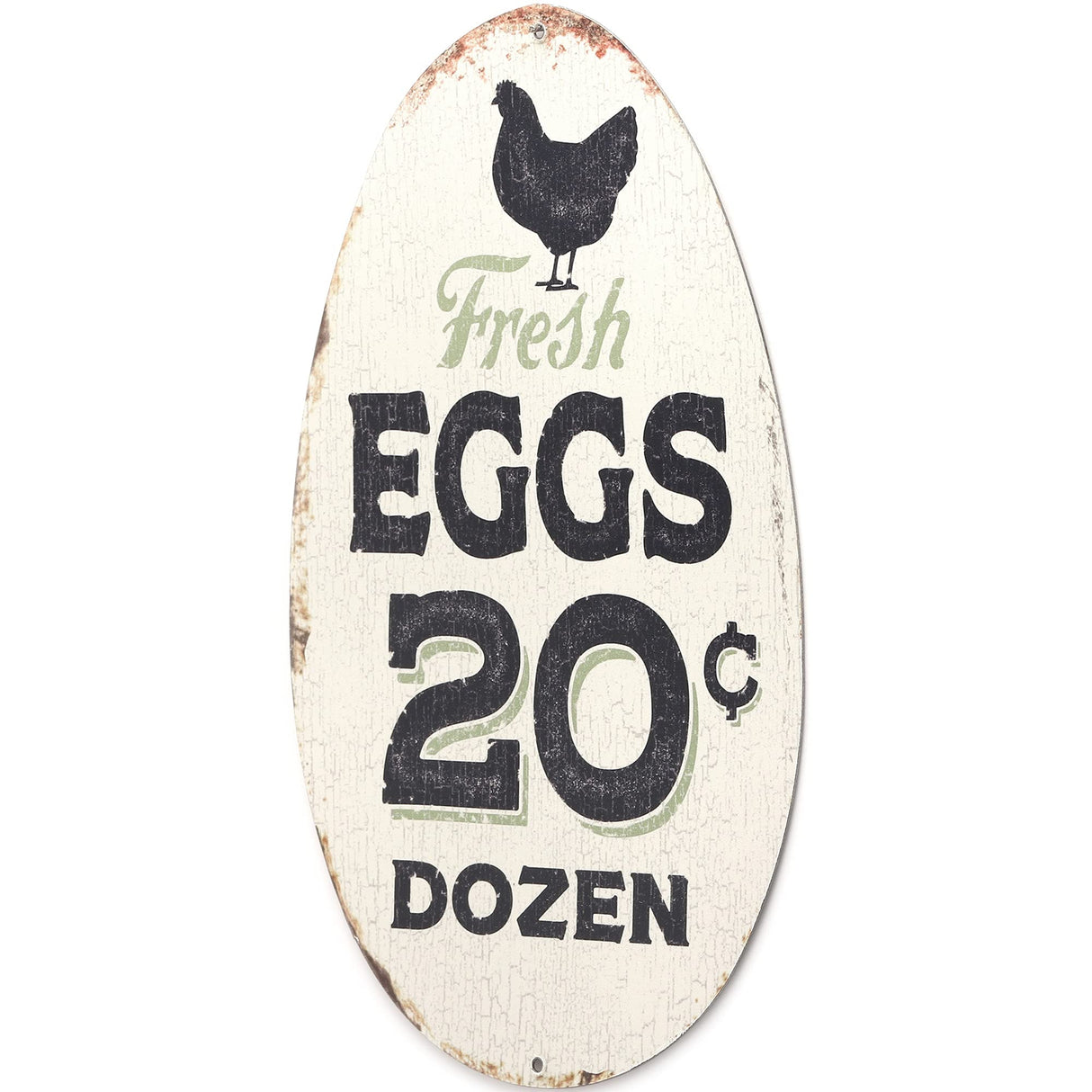 Rustic Fresh Eggs Metal Sign - Farmhouse Wall Art for Chicken Coop, Dining Room, or Kitchen Open Road Brands