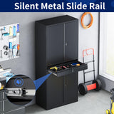 Yizosh Metal Garage Storage Cabinet with Locking Doors and Adjustable Shelves, Tool Storage Cabinet with 1 Drawer - 71" Steel Locking Cabinet for Garage, Warehouse (Black) Yizosh