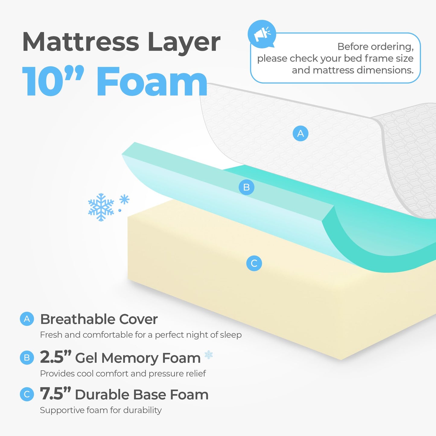 NEO SLEEP 10 Inch Full Cooling Gel Memory Foam Medium Firm Mattress Cool Sleep Pressure Relief CertiPUR-US Certified Mattress-in-a-Box Kids and Adults No Fiberglass (Full, 10 in)